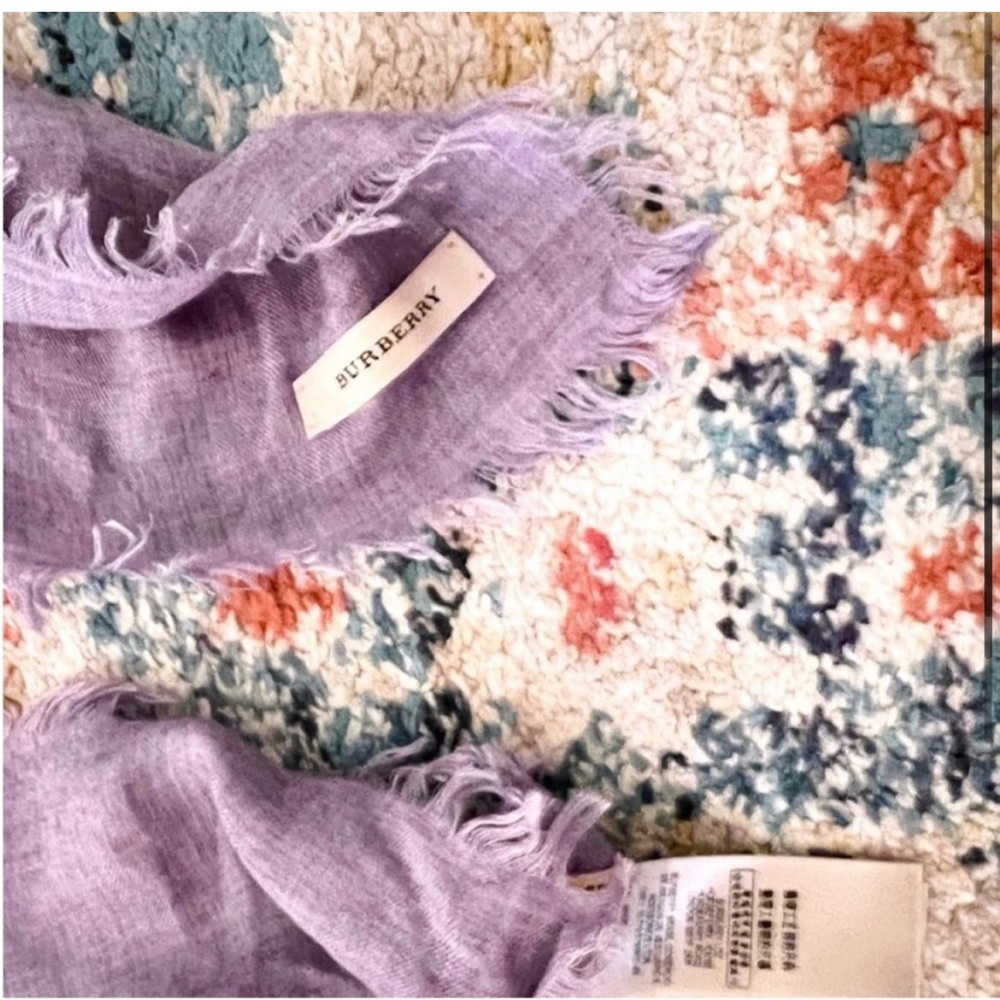 Burberry Lilac and Black Check Oversized Square Scarf 47” x 47” - Picture 2 of 5